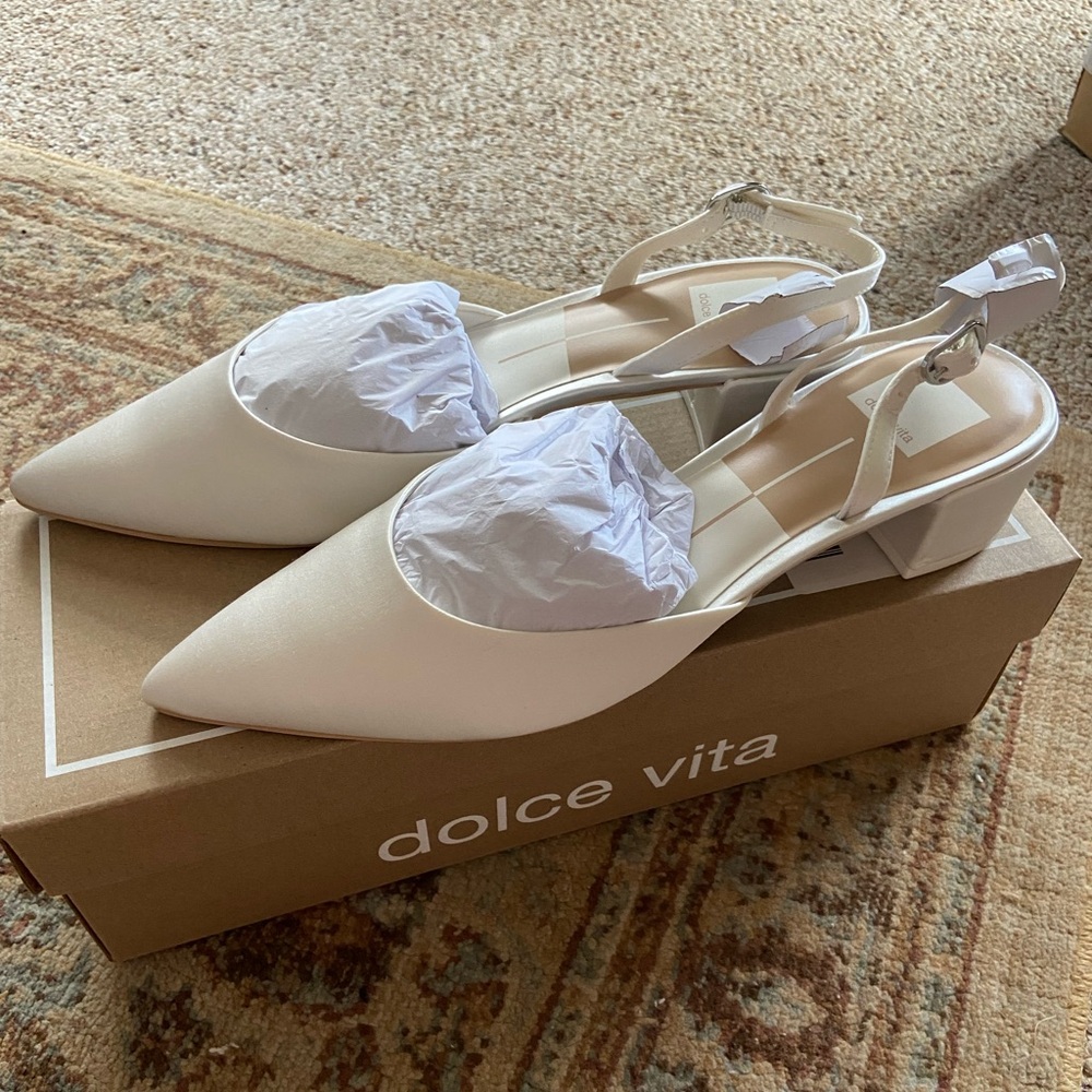 Dolce Vita Carel Women's White Satin Slingback Heels